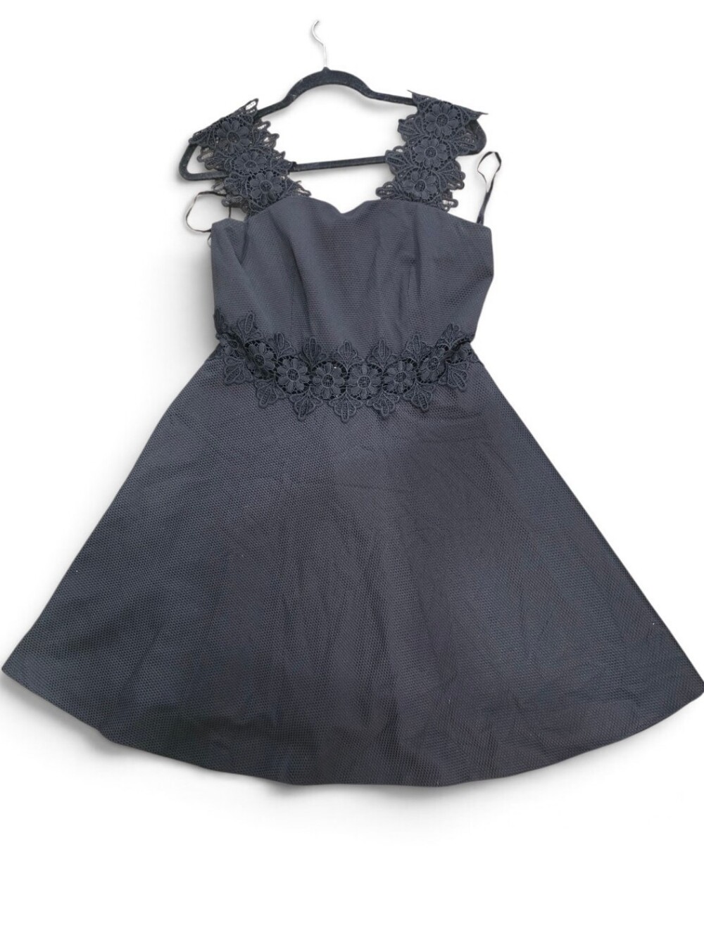 Nwot Ted Baker Size 8 US Textured Black Eyelet Gothglam Dress Fit And Flare